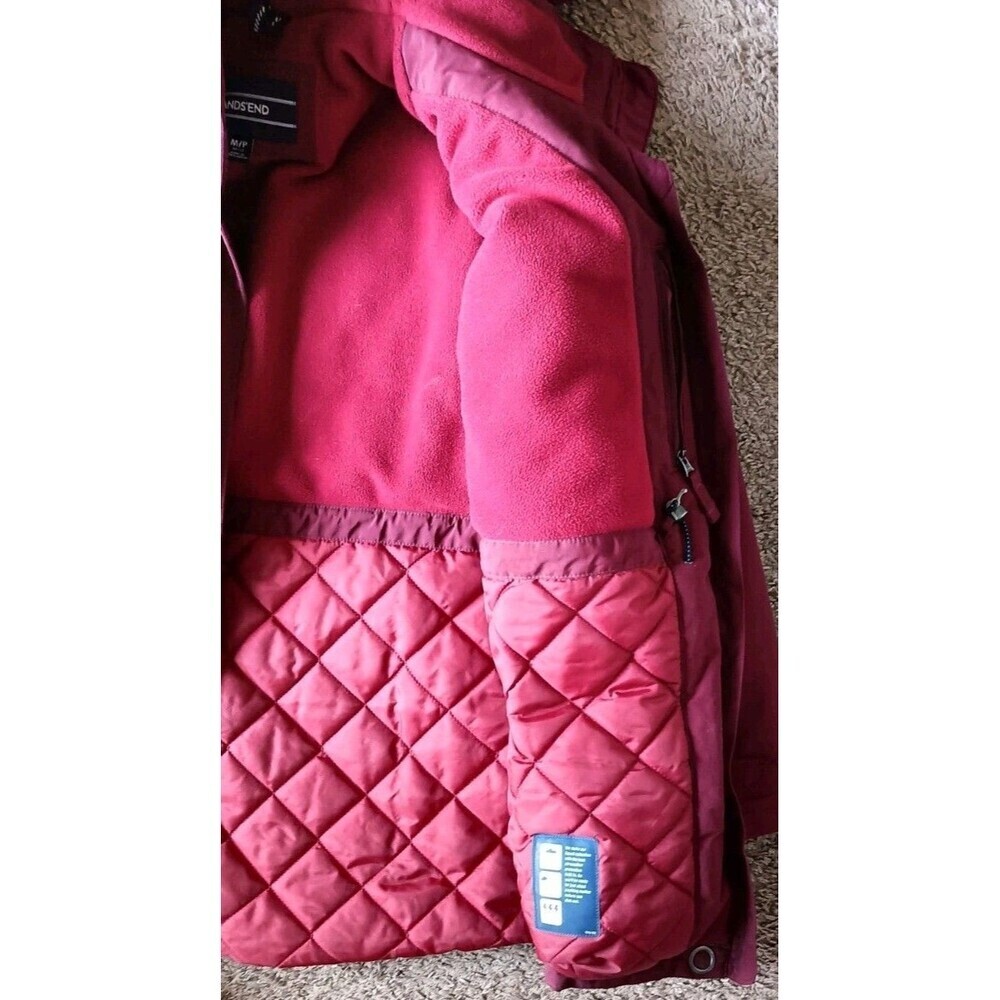 Lands End Squall Hooded Parka Anorak Medium 10/12 Burgundy Red Ski Jacket - Picture 9 of 13